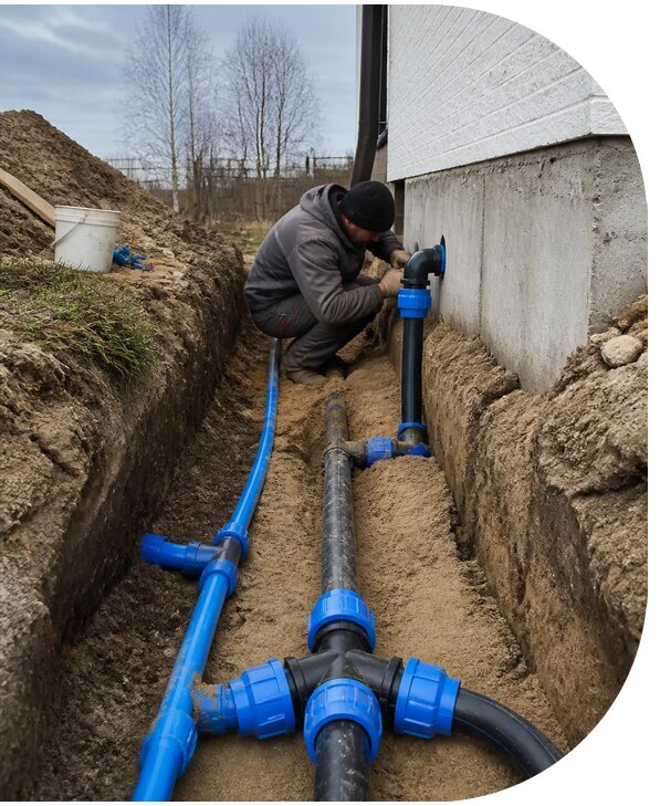 Монтаж наружного водопровода на участке под ключ в Артёме